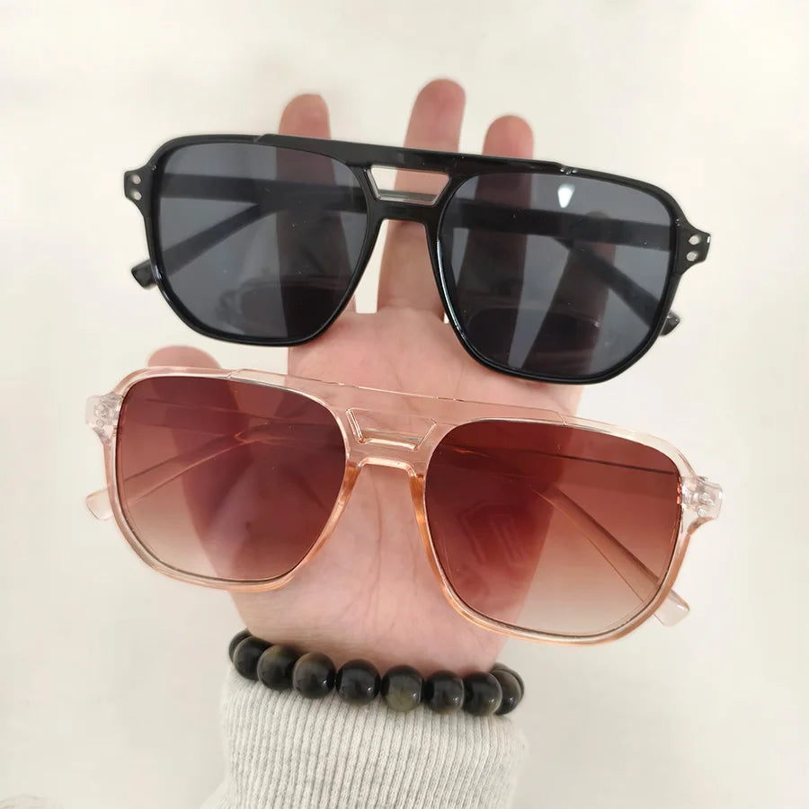 2PCS Women Geometric Frame Multicolor Sunglasses Daily Holiday Street Photo Shoot Summer Beach Decoration Glasses Neutral Style