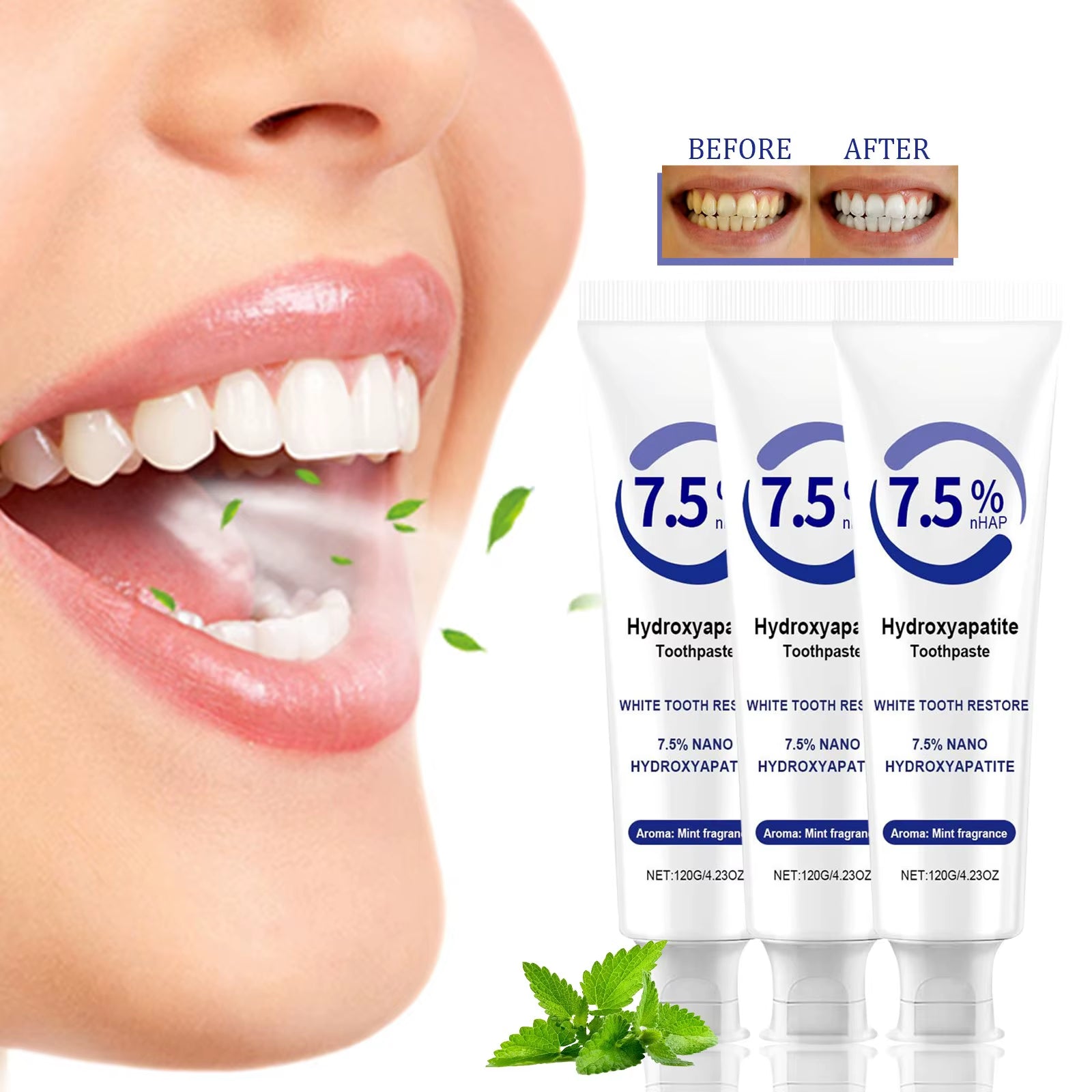 Hydroxyapatite Toothpaste,Hydroxyapatite Toothpaste for Enamel Protectionand Tooth Strengthening，Fluoride-Free Formula, Gentle M
