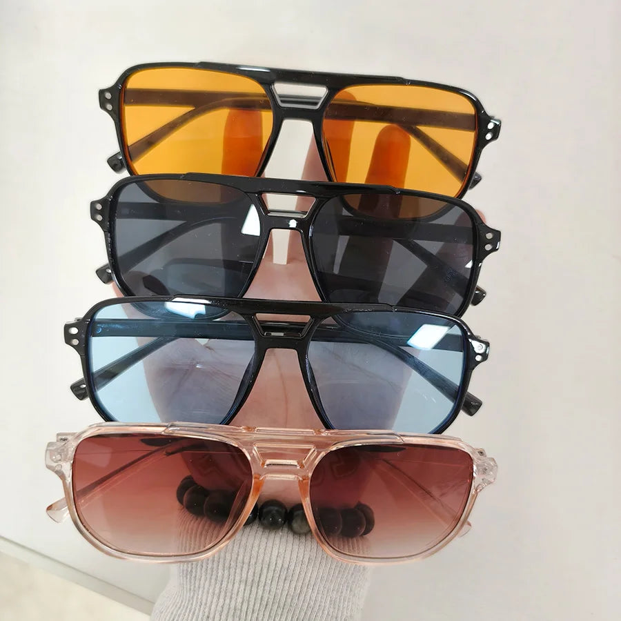 2PCS Women Geometric Frame Multicolor Sunglasses Daily Holiday Street Photo Shoot Summer Beach Decoration Glasses Neutral Style